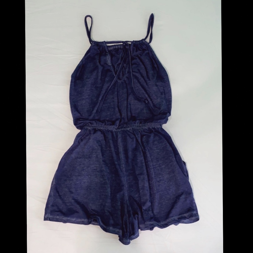 Blue cotton romper